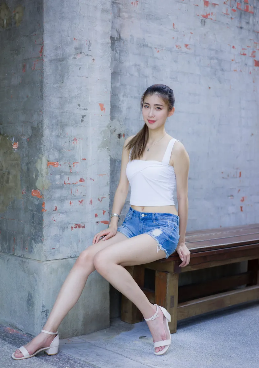 [Mzsock] NO.186 Jin Yunqiao’s midriff-revealing denim shorts cool and beautiful legs street photography#[47P]-45