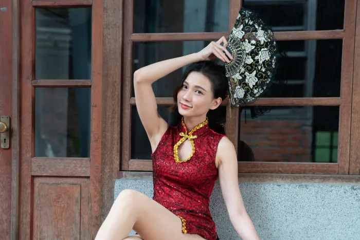 [Mzsock] NO.057 Cai Yixin, ultra short cheongsam, stockings, high heels, beautiful legs, outdoor shot street photography#[55P]-20